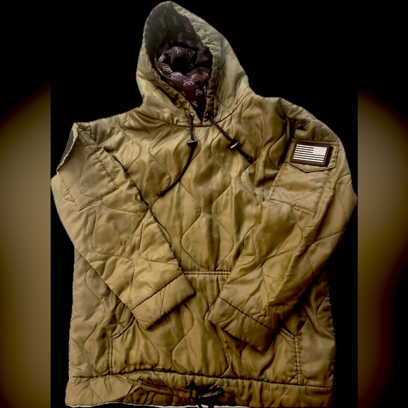 Grunt Style Other - Grunt Style Kids / Women’s Small Quilted Olive Jacket with hoodie pkt